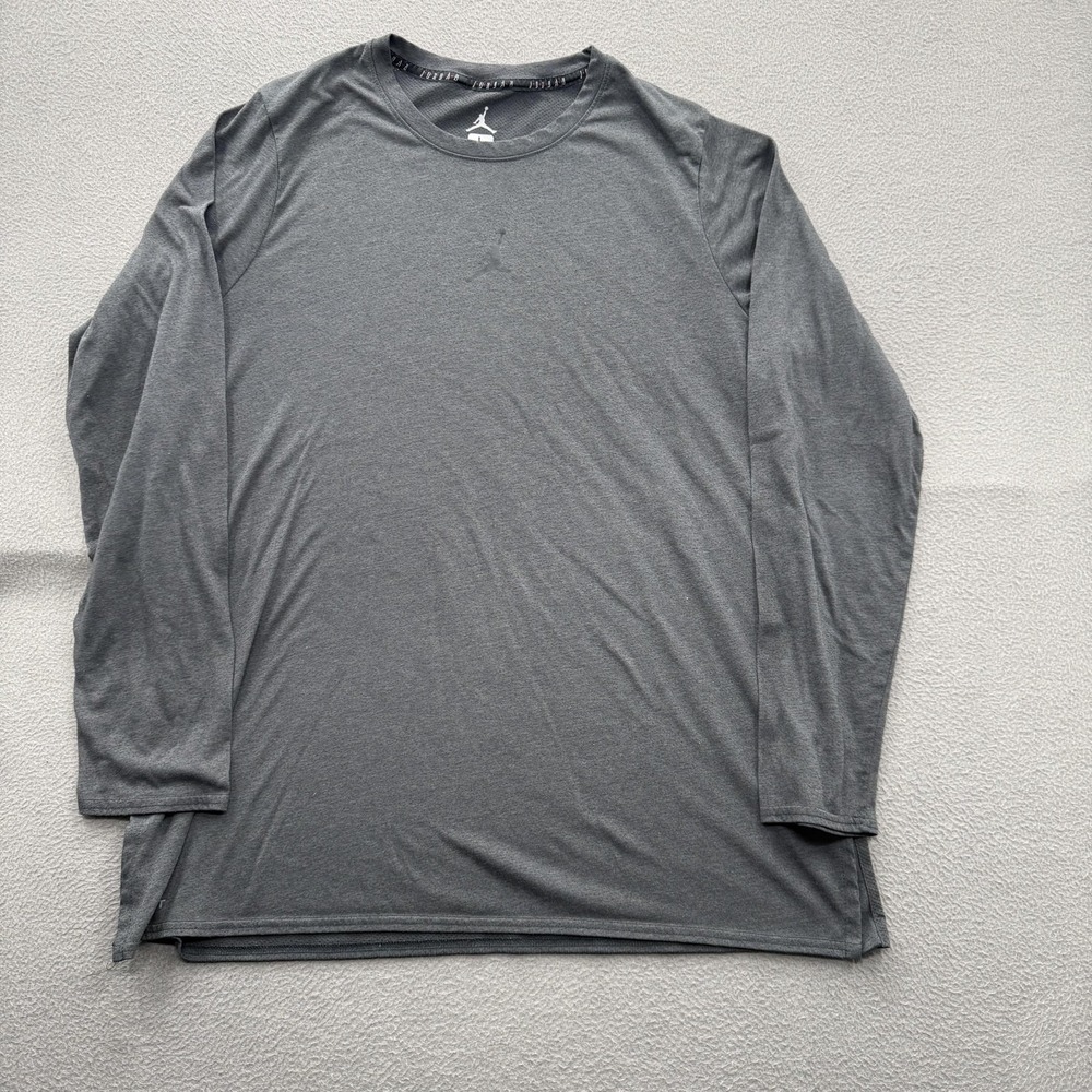 Jordan Dri-FIT‎ Shirt Mens Large Gray Long Sleeve Basketball Performance Top